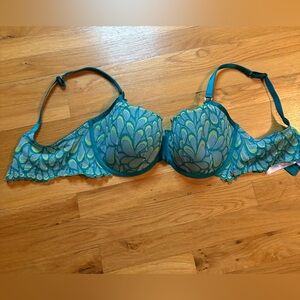 Elegant Teal and Green Lace Bra